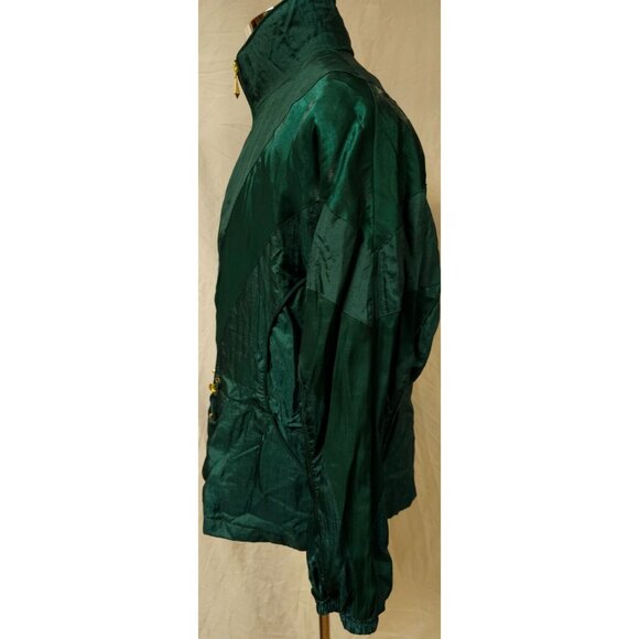 Vtg Active Frontier Womens Medium Shiny Blue green Full Zip Windbreaker Jacket - Picture 4 of 10